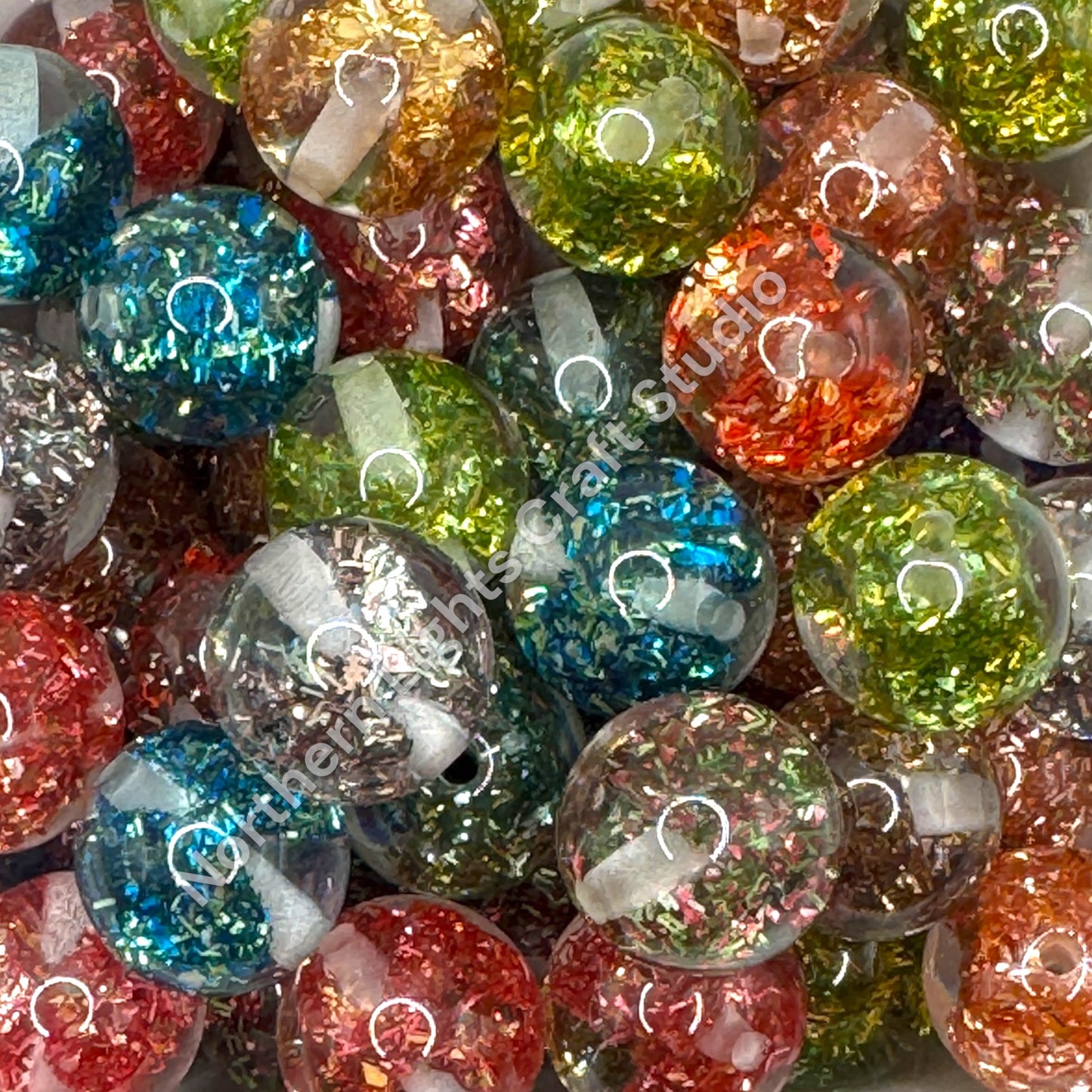 Glitter Tinsel Bow Beads- 16mm - 20 pieces
