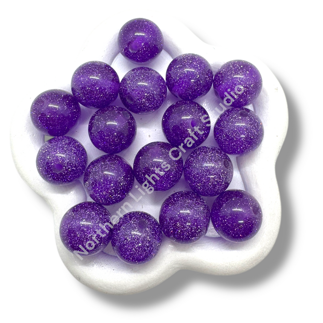 Glitter Dust 16mm High Quality Resin Beads - 20 Pcs.
