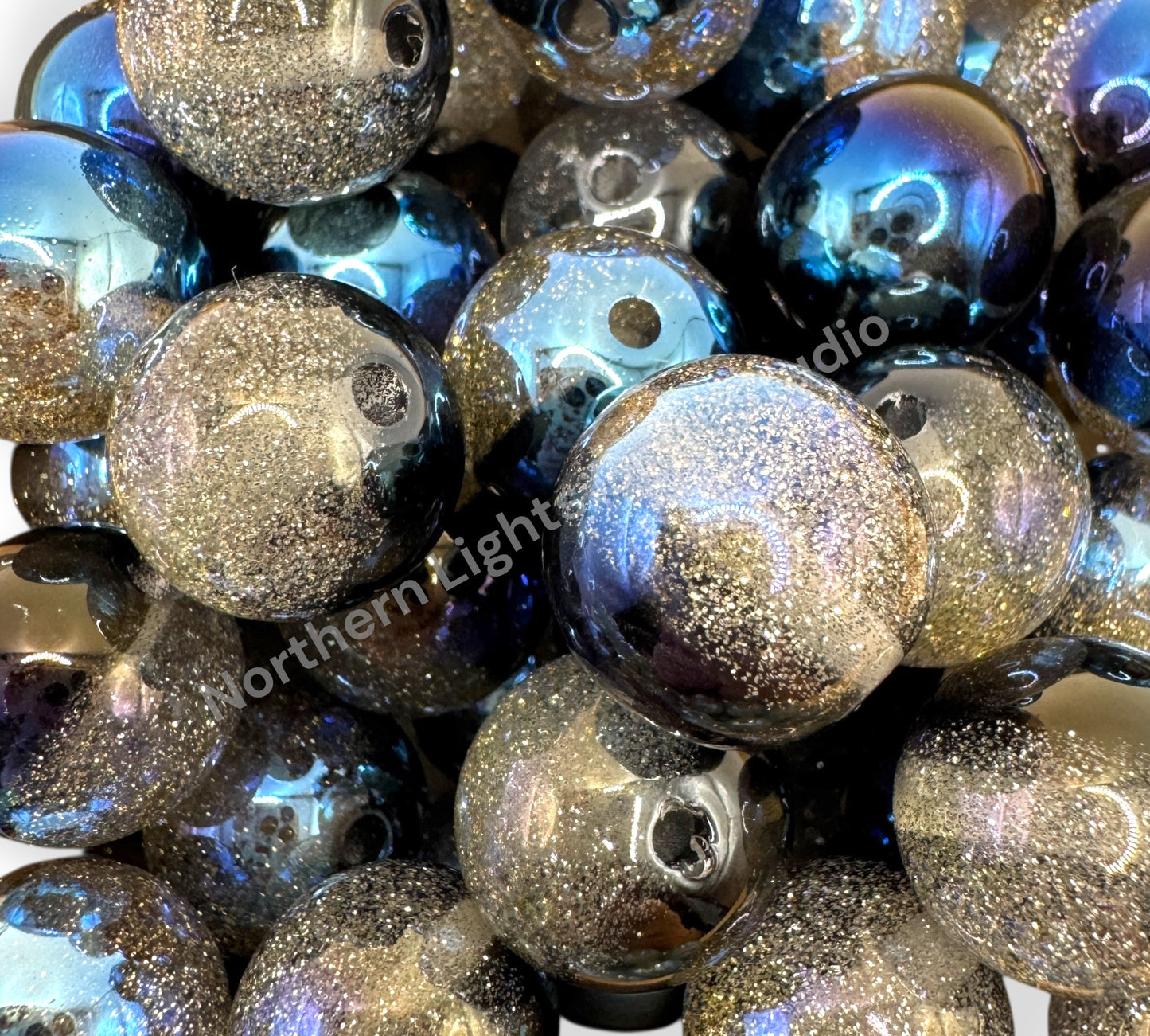 UV Half Glitter and Cat Eye Galaxy 16mm Bead - 20 Pcs.