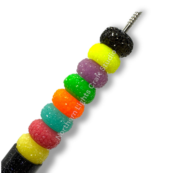 Textured Acrylic Colorful 10mm  Rondelle Spacer -25pc.