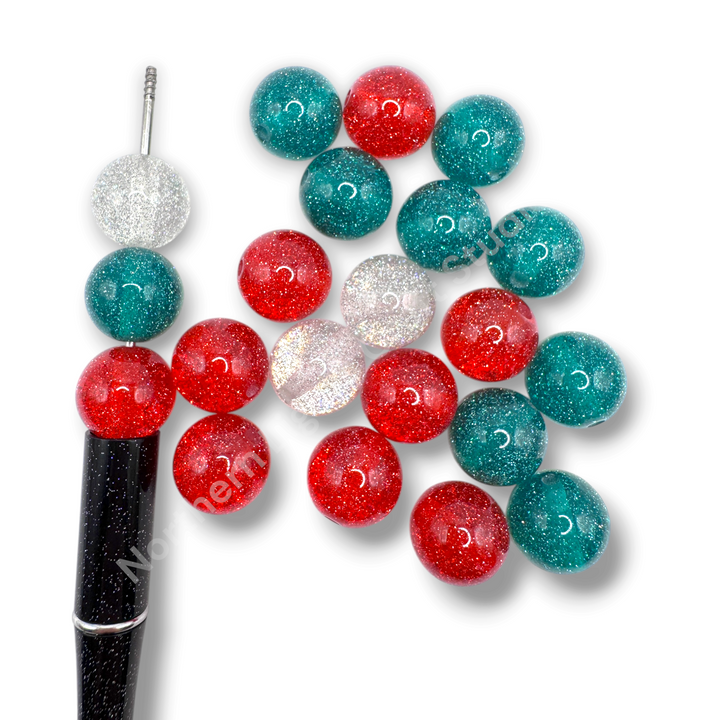 Glitter Dust Christmas 16mm Resin Bead Mix - 20 Pcs.