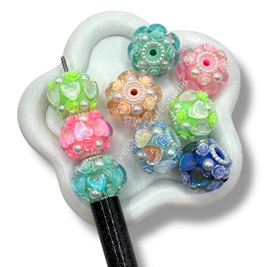 Flower Heart Bubble Beads - 5 pc. Mix