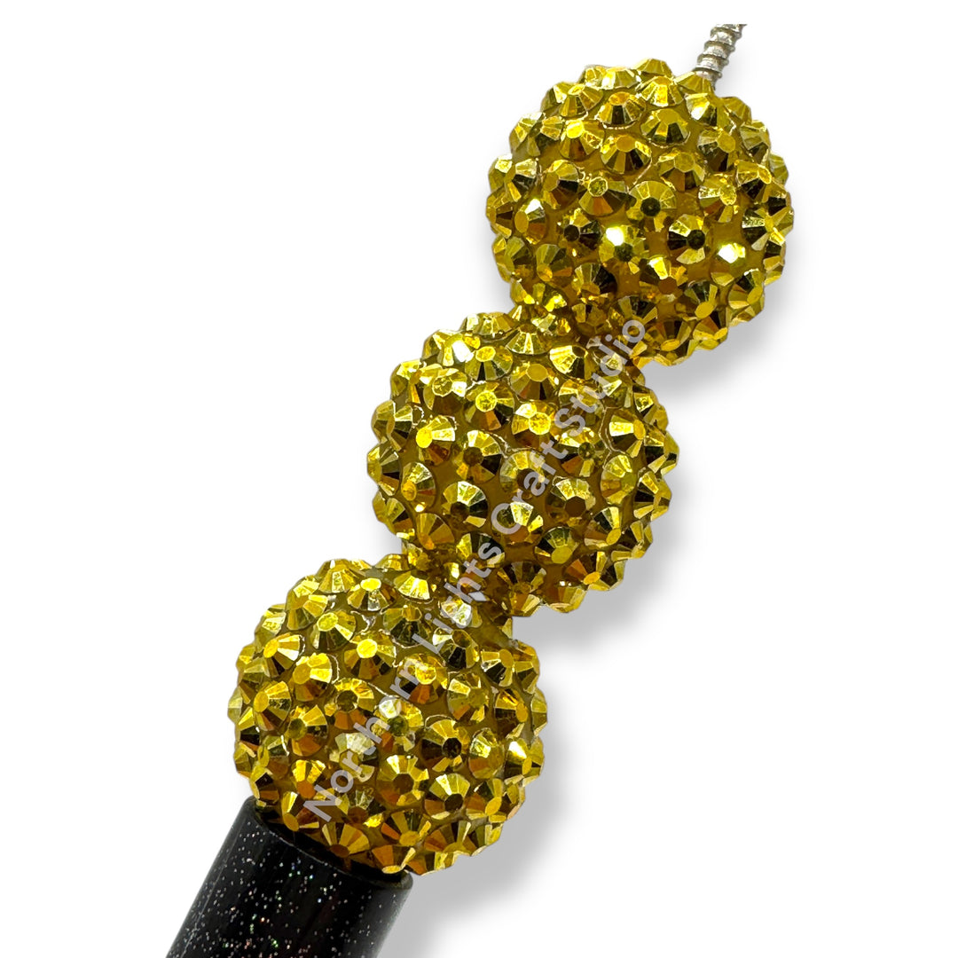 Light Gold 20mm Acrylic Rhinestone Bubblegum Beads - 10pc.