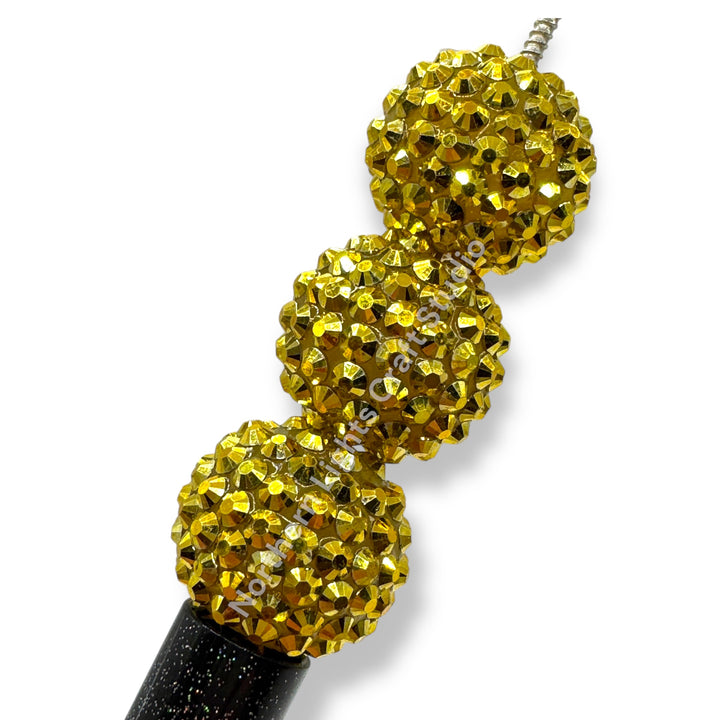 Light Gold 20mm Acrylic Rhinestone Bubblegum Beads - 10pc.