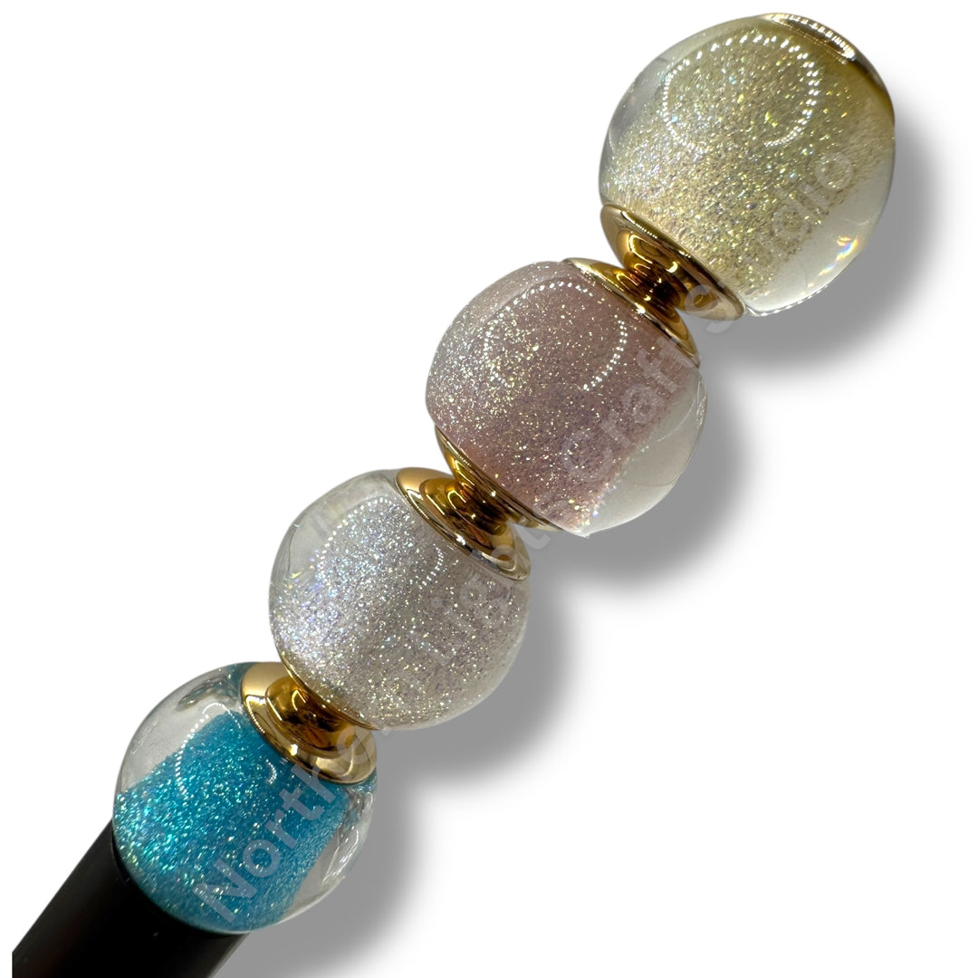 Glitter Gold Cap Layered Galaxy Bead 16mm - 20pc.