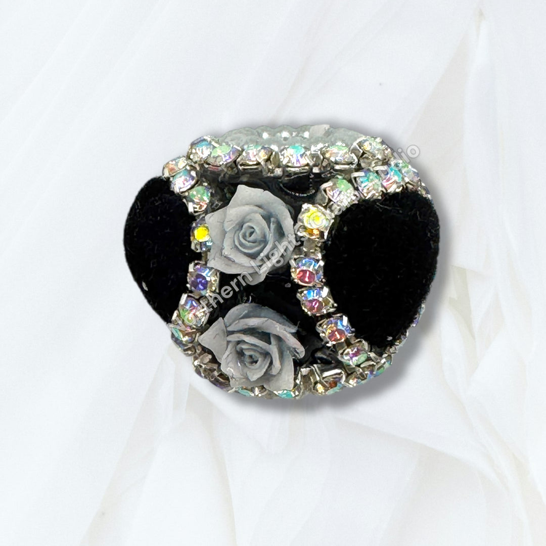 Fancy Velvet Heart and Flower Bead - 10pc.  mix