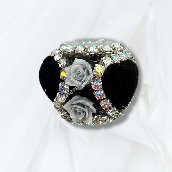 Fancy Velvet Heart and Flower Bead - 10pc.  mix