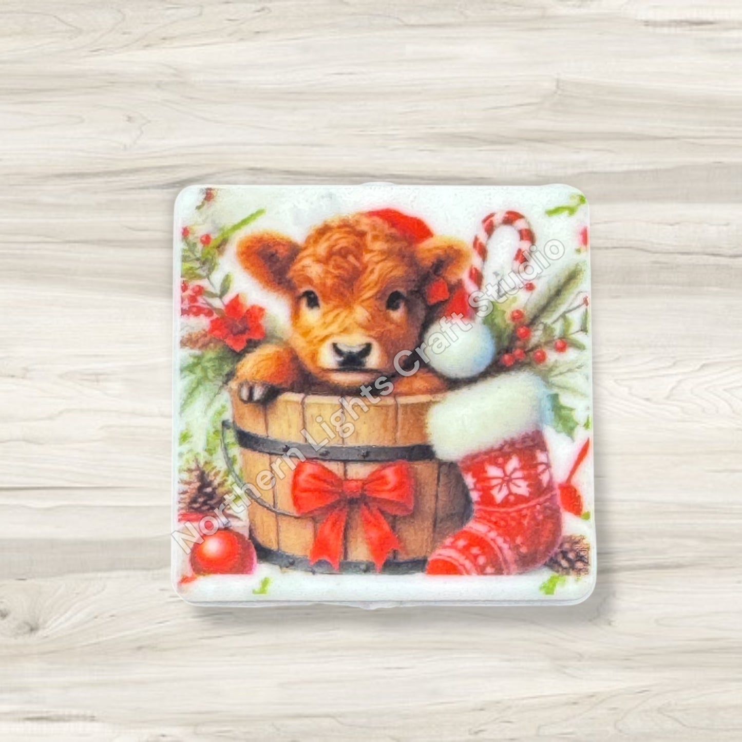 Cute Printed Christmas Theme Focal Beads - 1pc.