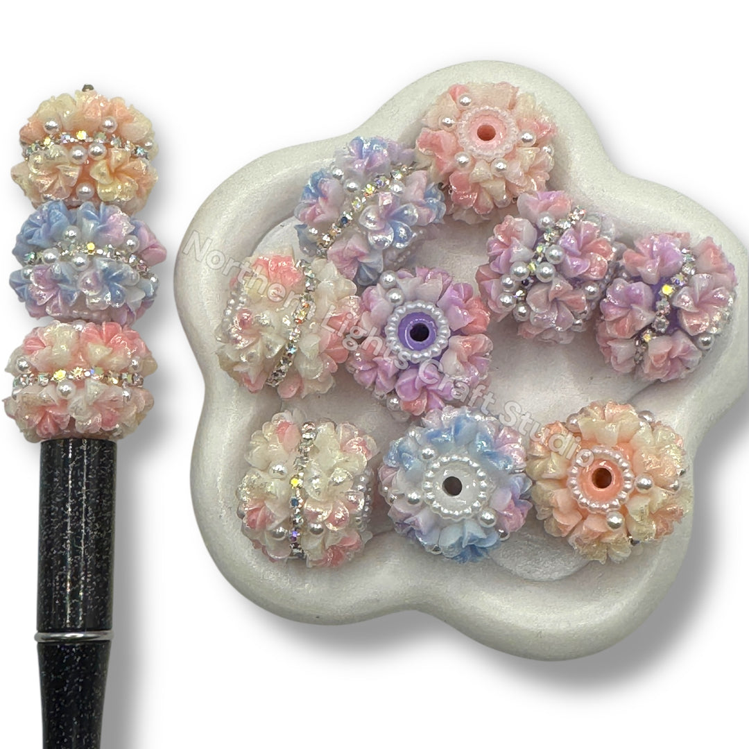 Soft Flower with Rhinestone Middle Chain - 1pc.
