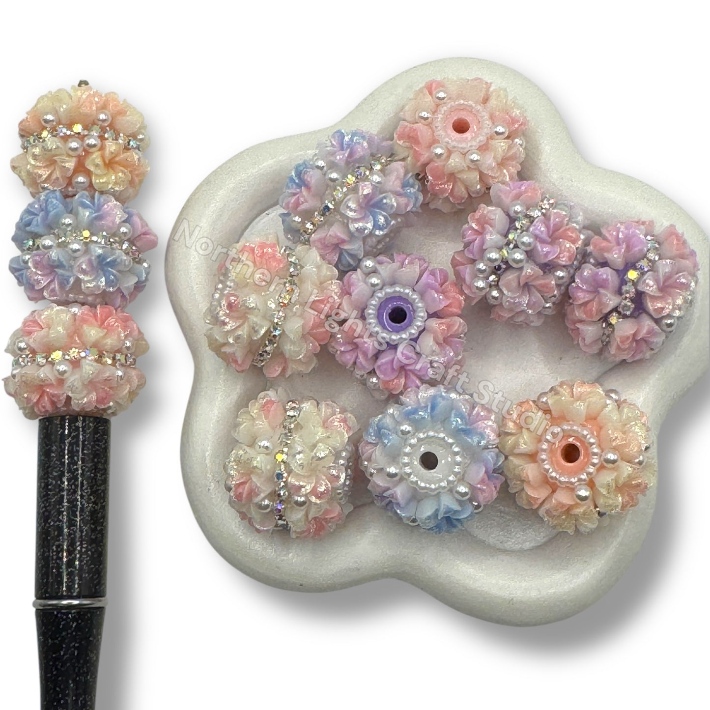 Soft Flower with Rhinestone Middle Chain - 1pc.