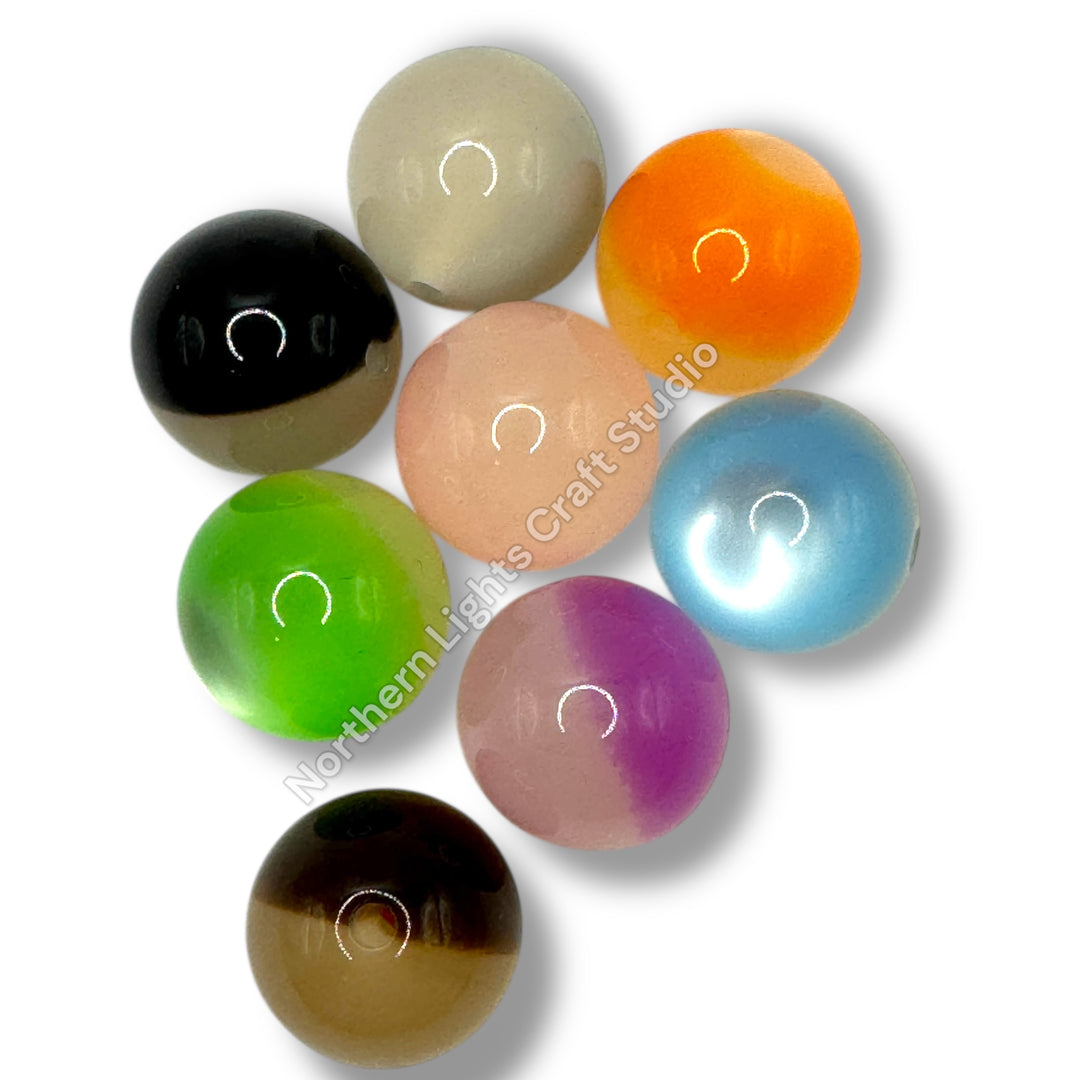 Two Tone Color Changing Cat Eye 20mm Bead Mix  - 10pc.