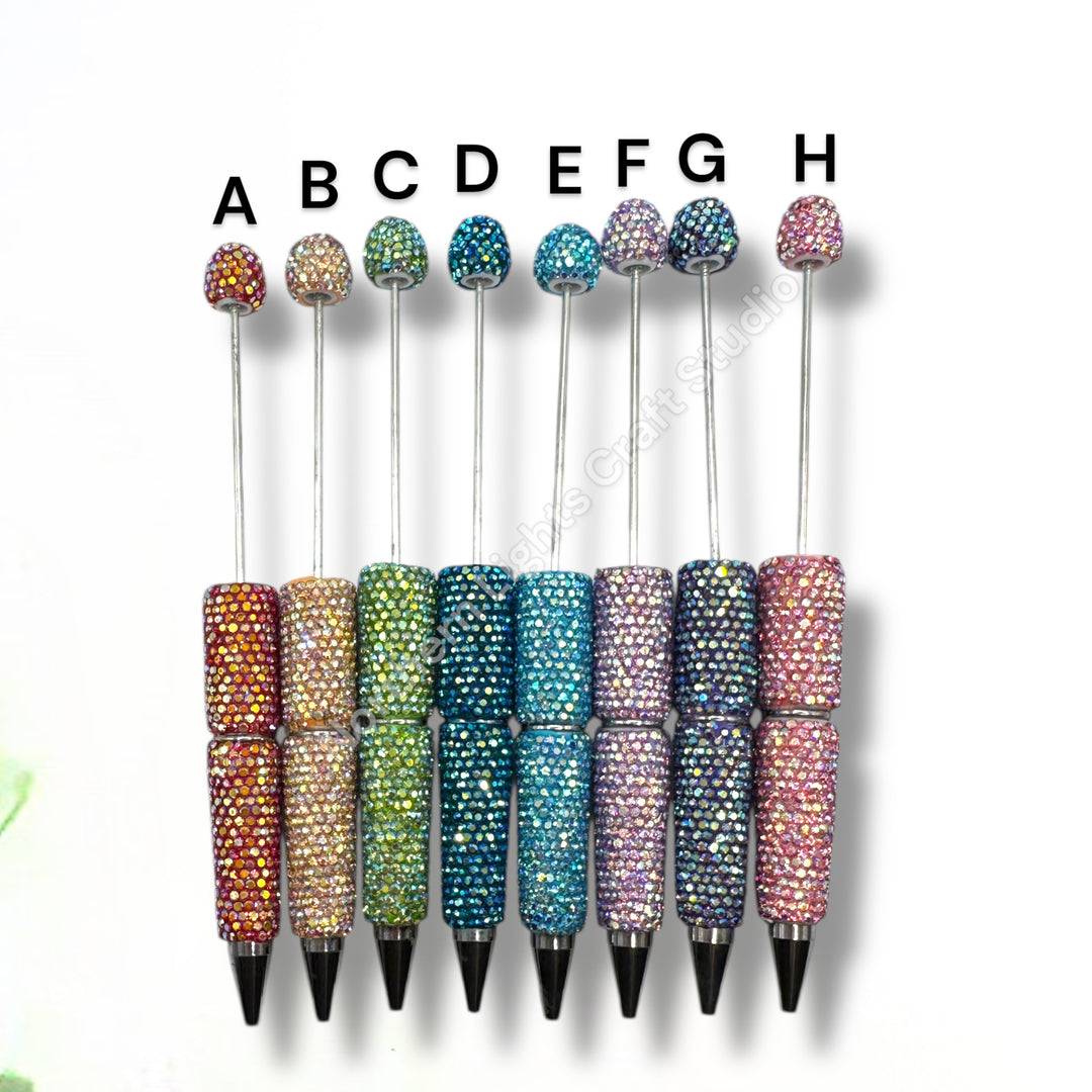 Shiny AB Colorful Rhinestone Beadable Pens - 1pc.