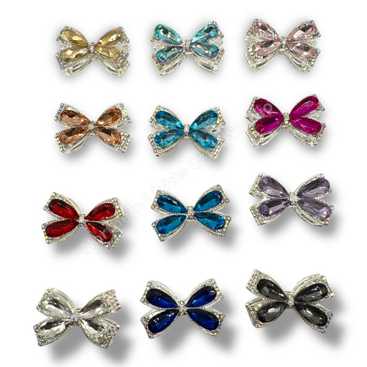 Fancy Large Metal and Crystal Bow Beads - 1pc.