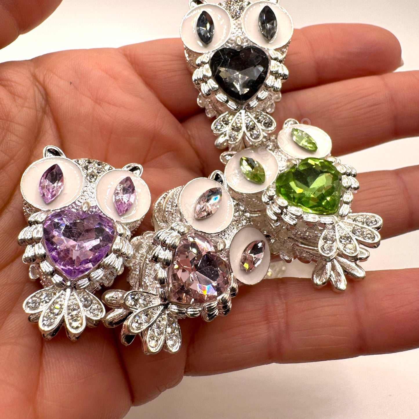 Metal Alloy Crystal Owl Fancy Bead - 1pc.