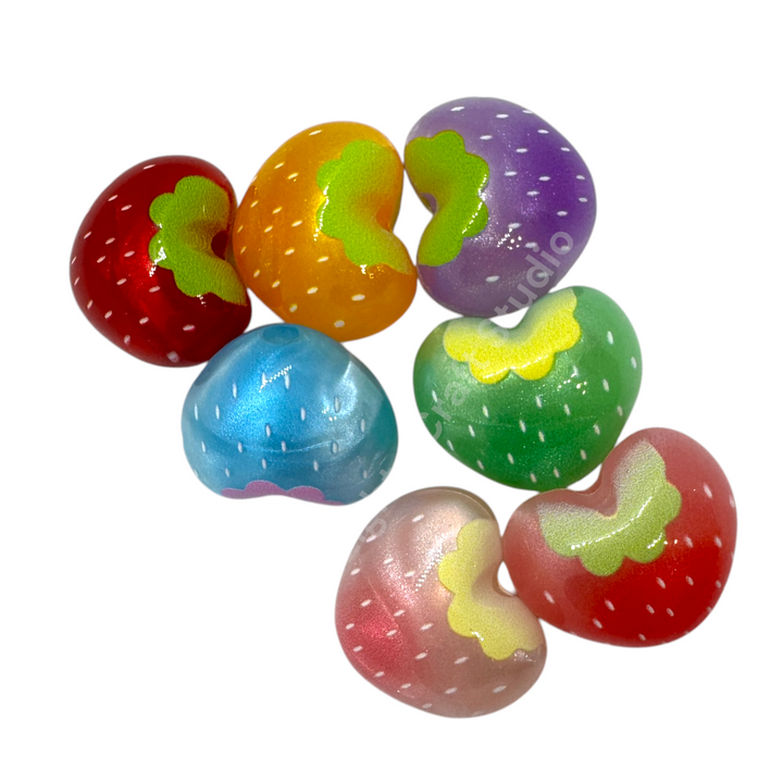 Bright Color Strawberry Galaxy Glitter Acrylic Beads - 20 pc. Mix