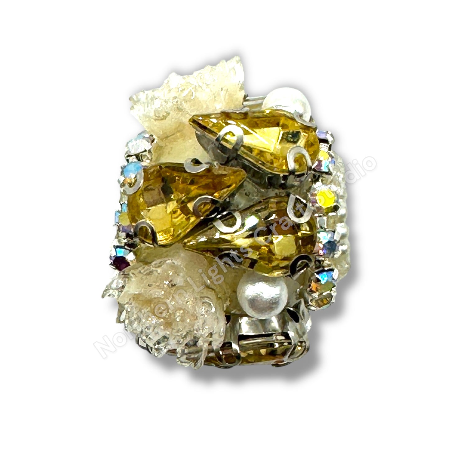 Teardrop Crystal and Flower Fancy Indian Beads - 1pc.