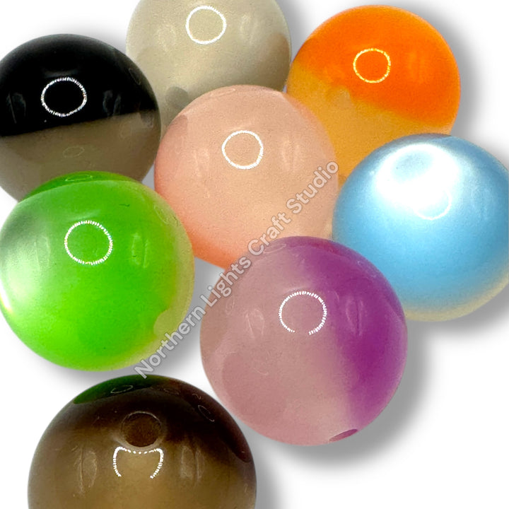 Two Tone Color Changing Cat Eye 20mm Bead Mix  - 10pc.