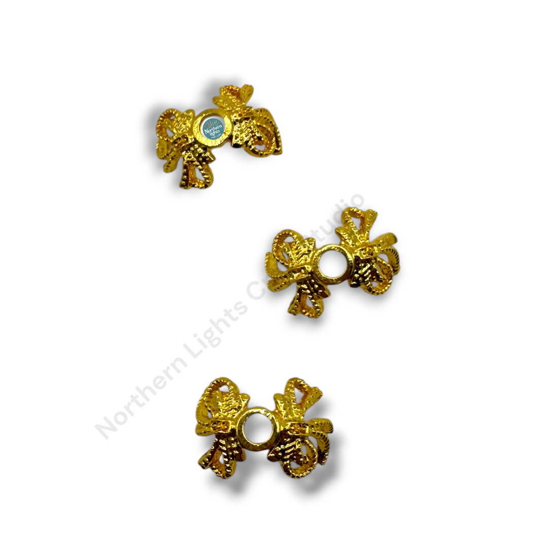 Metal Bow Star 16mm Bead Cap -10pc.