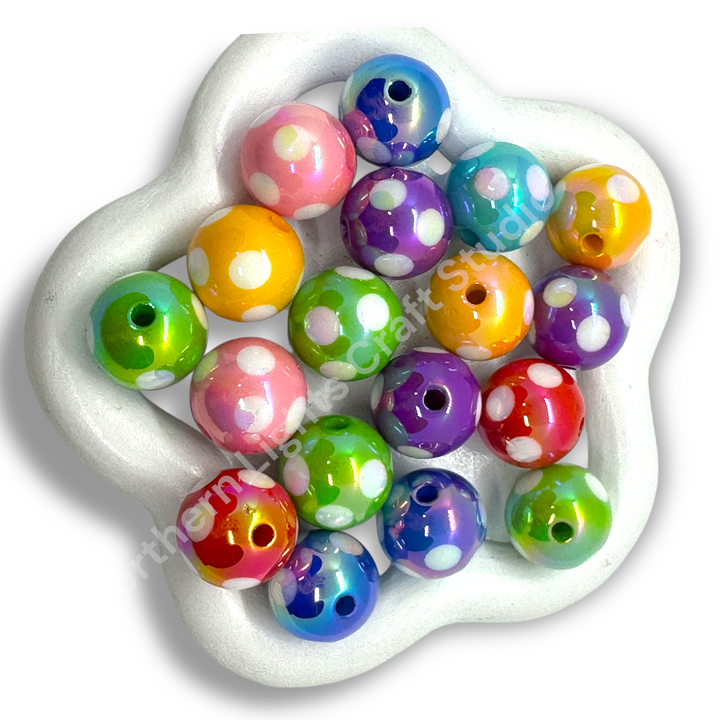 Polka Dot UV 16mm Acrylic Beads - 20pc. Mix
