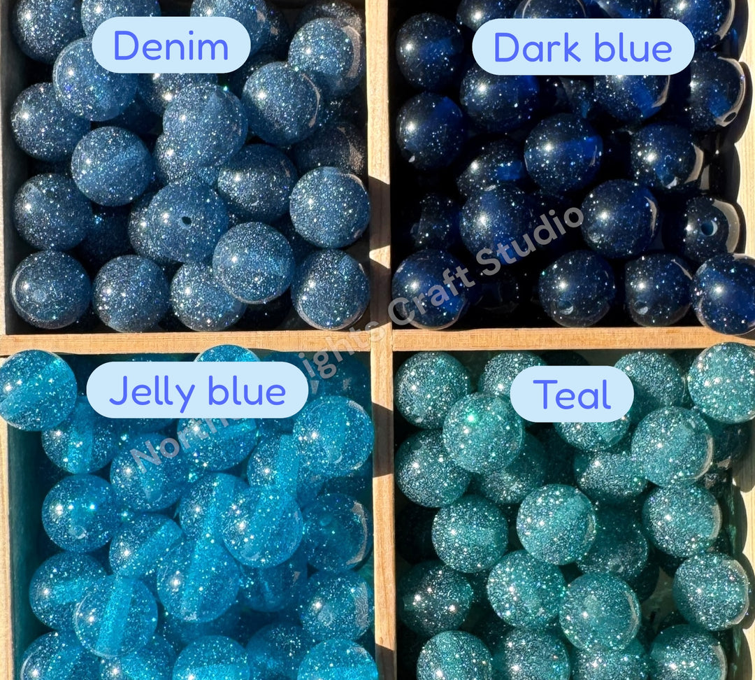 Glitter Dust 16mm High Quality Resin Beads - 20 Pcs.