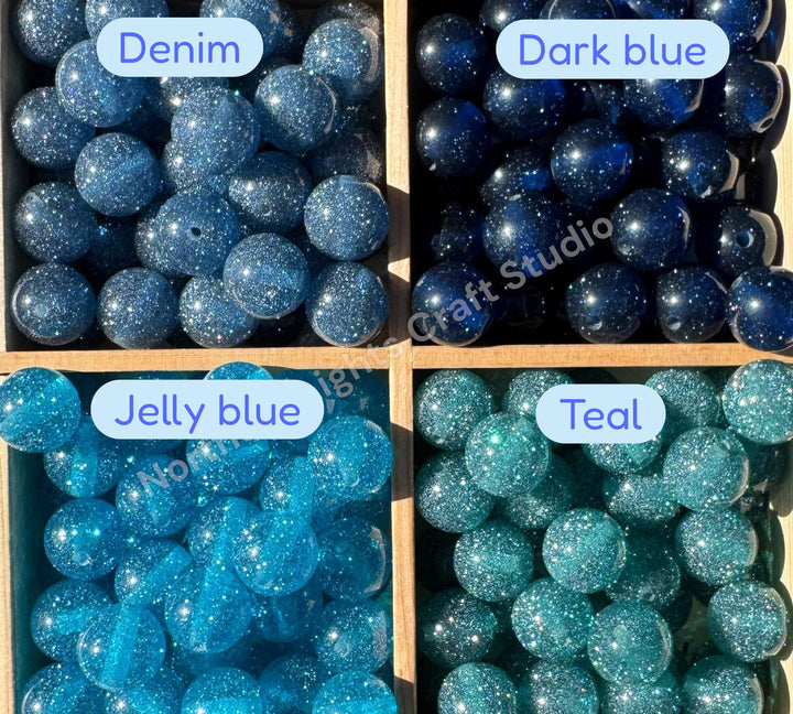 Glitter Dust 16mm High Quality Resin Beads - 20 Pcs.
