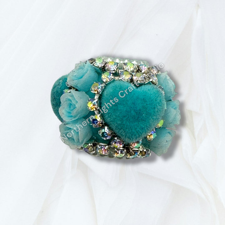 Fancy Velvet Heart and Flower Bead - 10pc.  mix