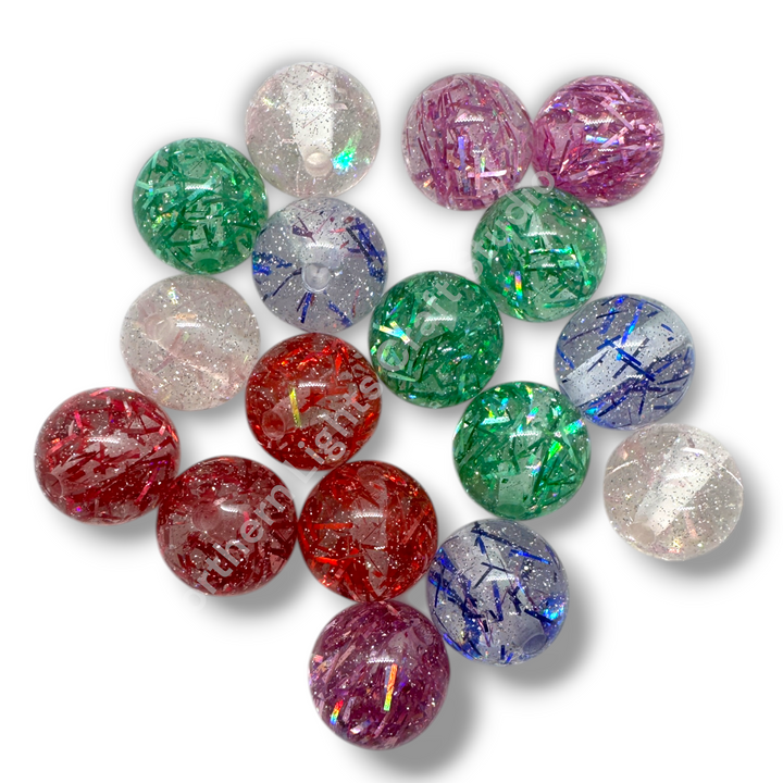 Tinsel Holographic Foil 16mm Resin Beads - 20pc.