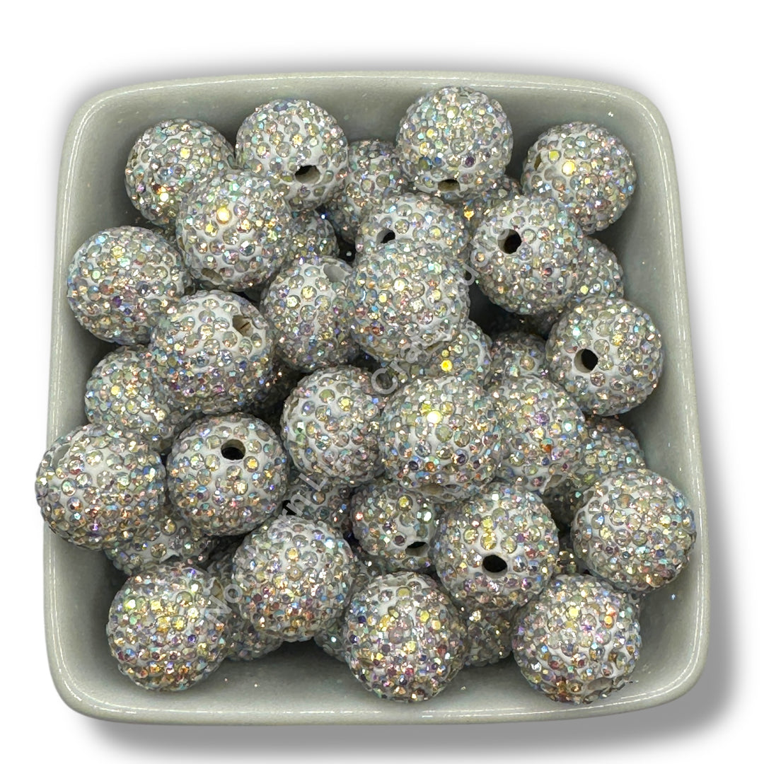 Silver AB Clay Base Rhinestone Beads-16mm - 10pc.