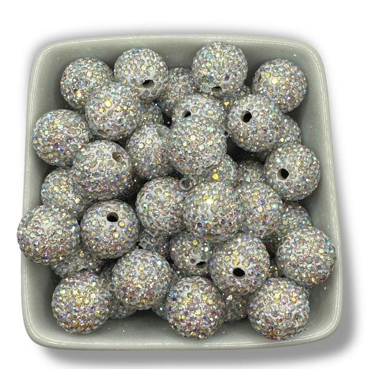 Silver AB Clay Base Rhinestone Beads-16mm - 10pc.