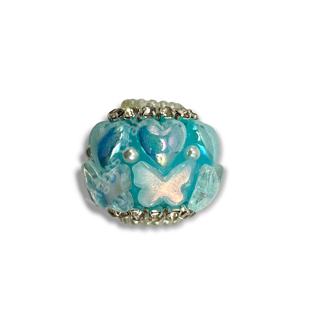 Butterfly Shiny Heart Fancy Bead -3pc.