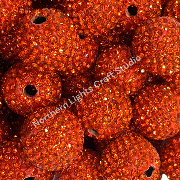 Orange Rhinestone Clay Base Beads-16mm - 10pc.