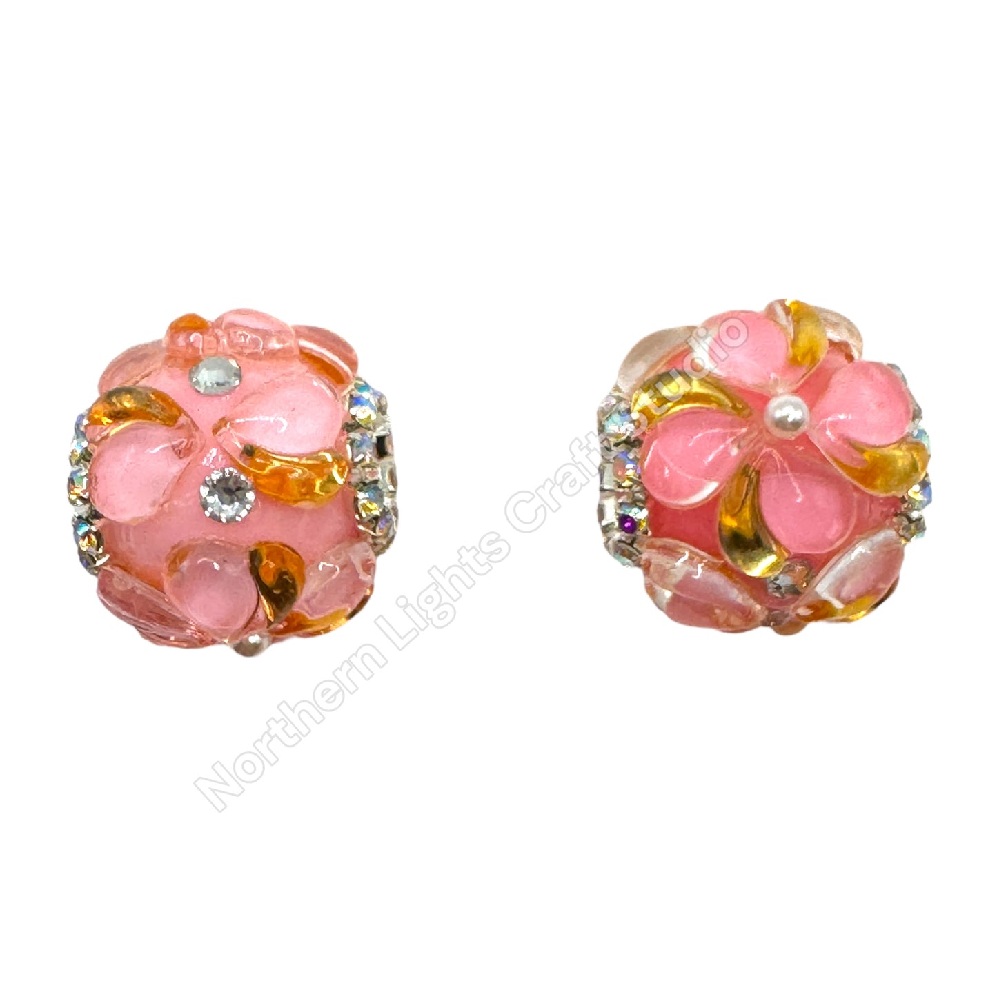 Glass Waterdrop Flower Fancy Bead - 2pc.
