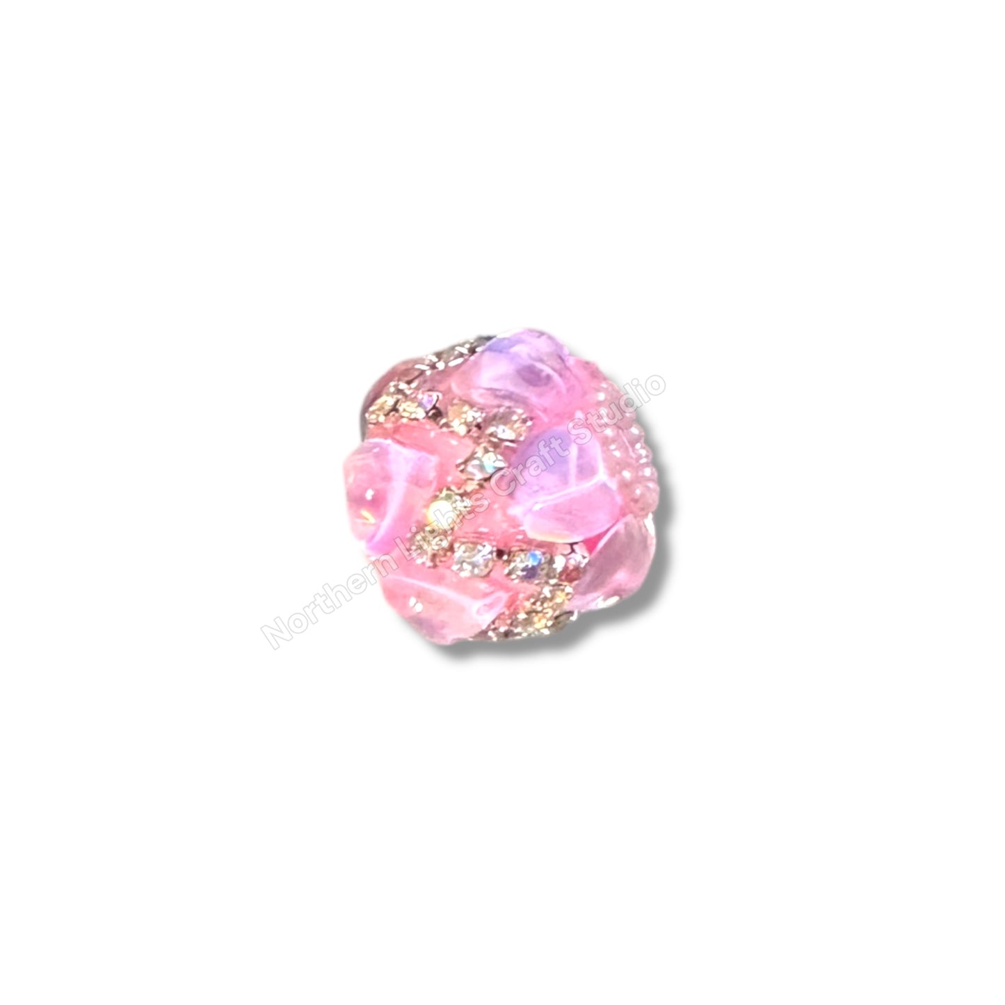 Zig Zag Glass Heart and Rhinestone Fancy Bead - 5pc.