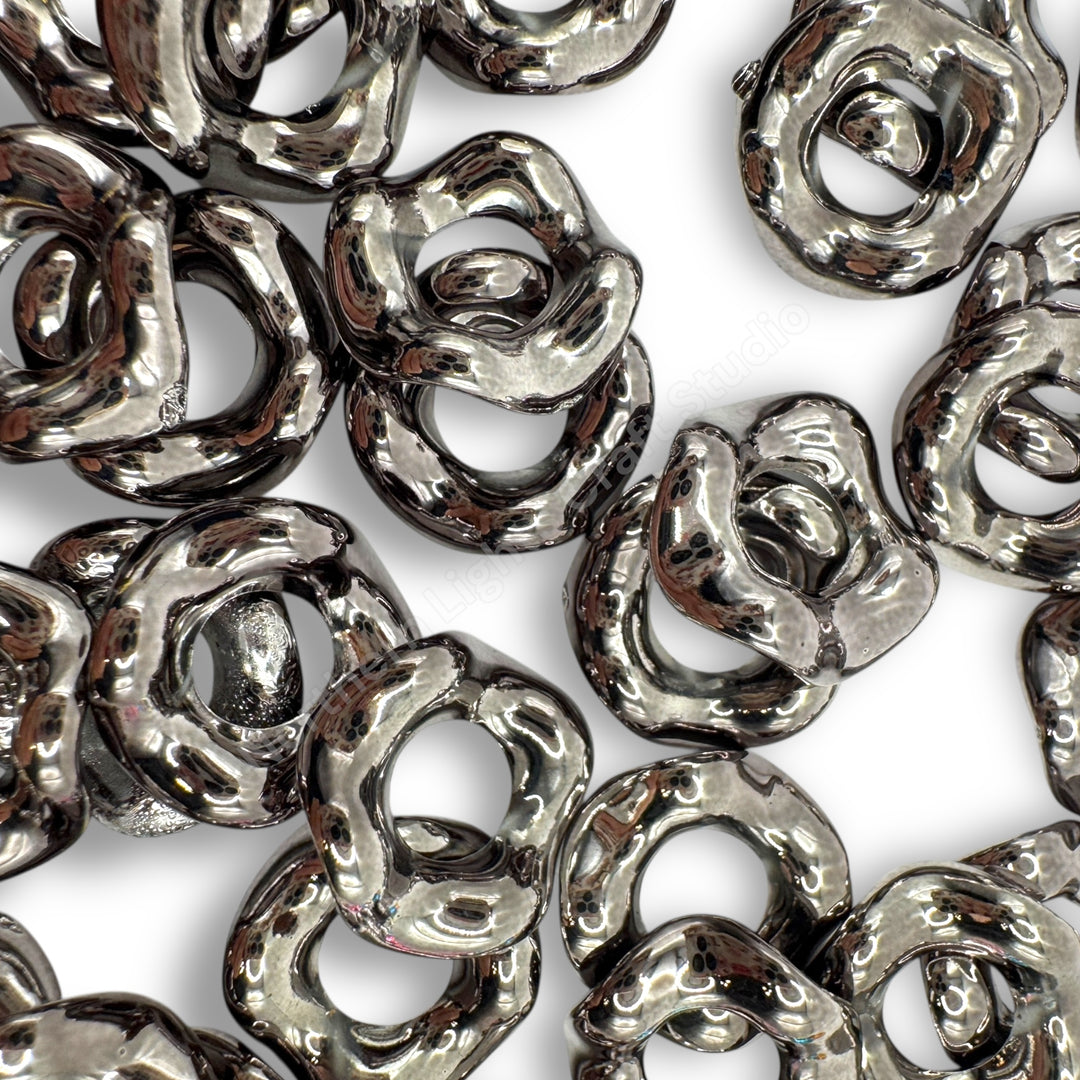 Metallic Finish Acrylic Wavy Spacer 16mm - Choose Color - 50 pcs