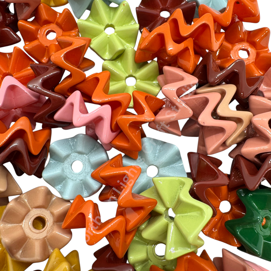 Harvest Heirloom 16mm Acrylic Zig Zag Spacer Mix - 50 pcs. - Limited Edition