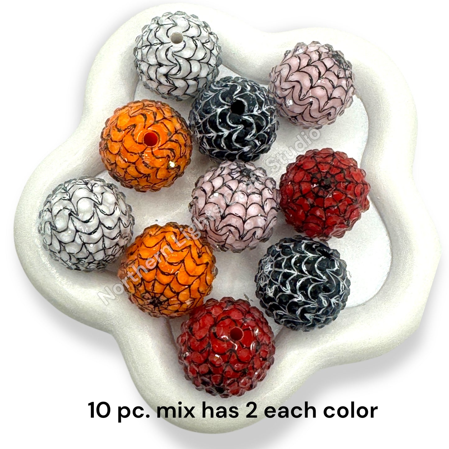 20mm Halloween Rhinestone Acrylic Bead Mix - 10 pc.