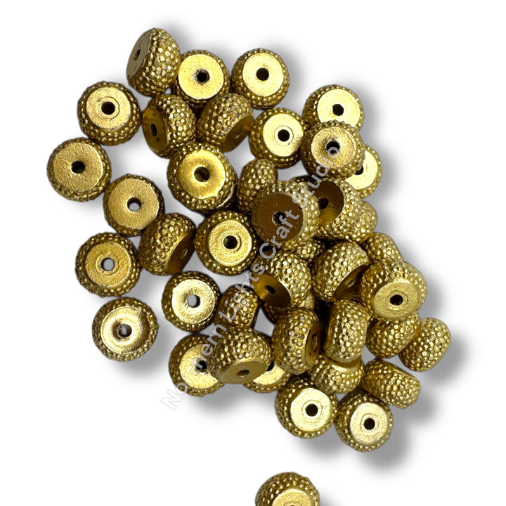 Textured 11mm Acrylic Gold Rondelle Spacer