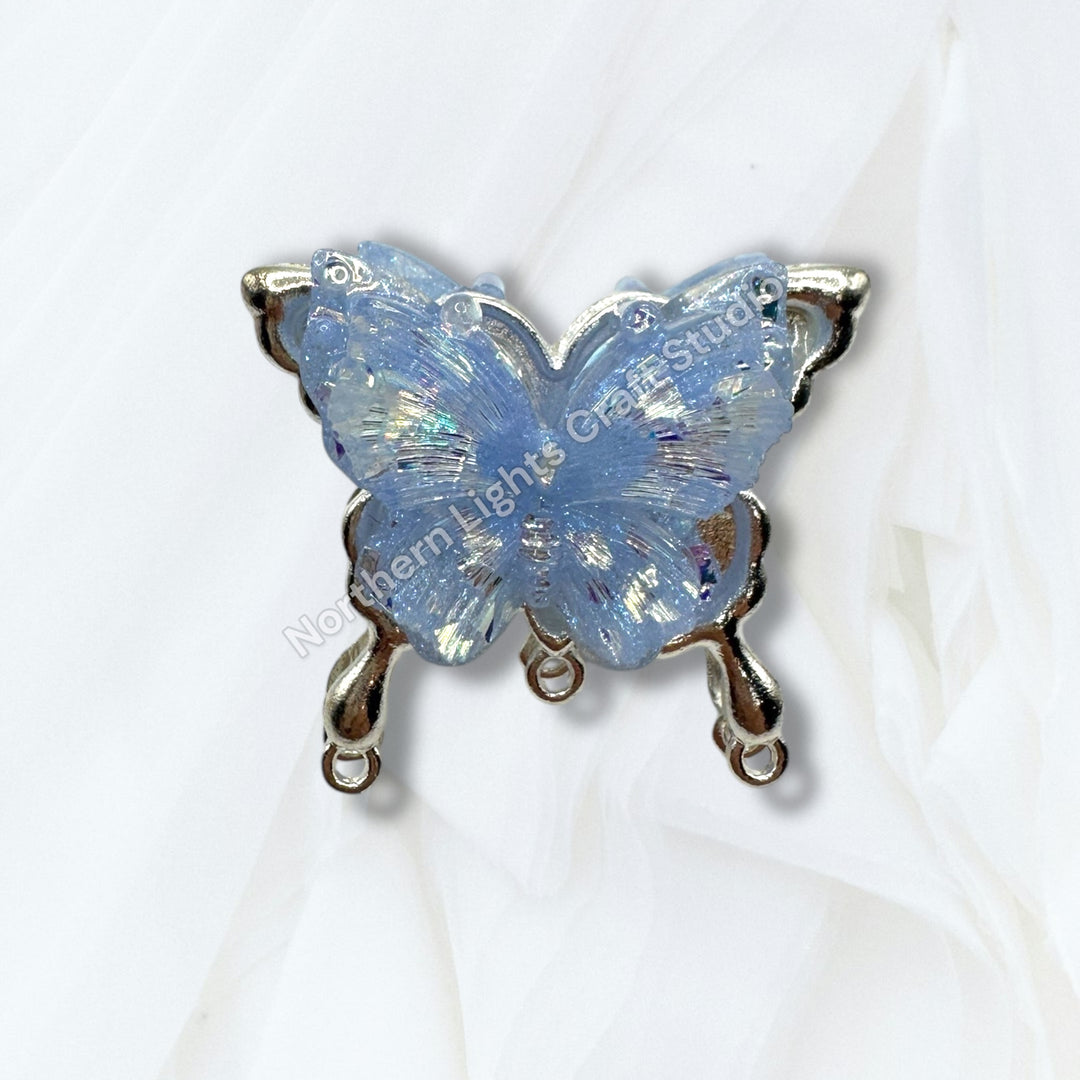 Metal Silver Soft Touch Butterfly Connector Bead