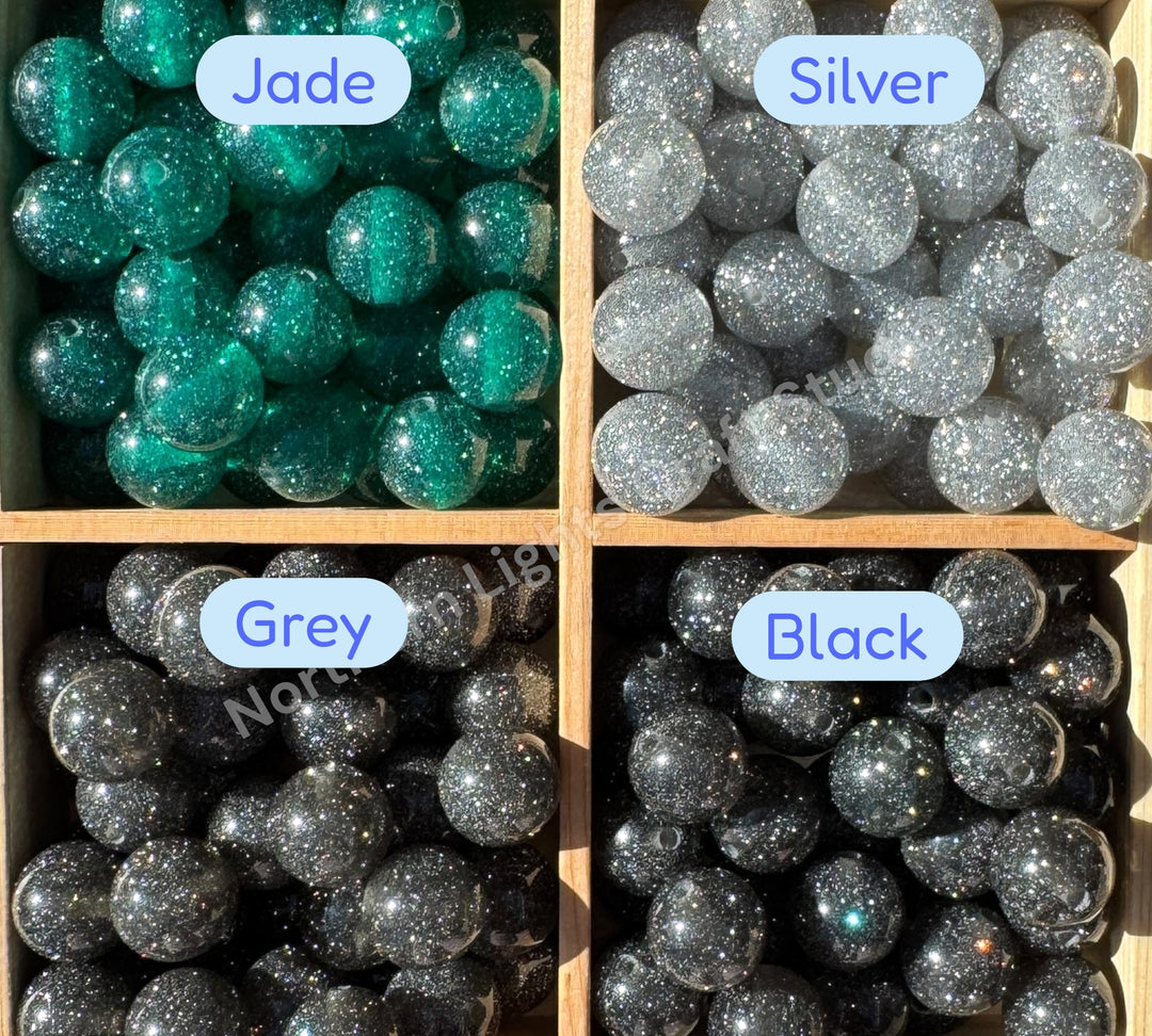 Glitter Dust 16mm High Quality Resin Beads - 20 Pcs.