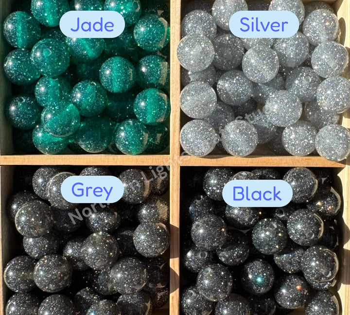 Glitter Dust 16mm High Quality Resin Beads - 20 Pcs.