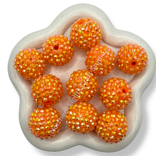 Orange AB 20mm Acrylic Rhinestone Bubblegum Beads - 10pc.