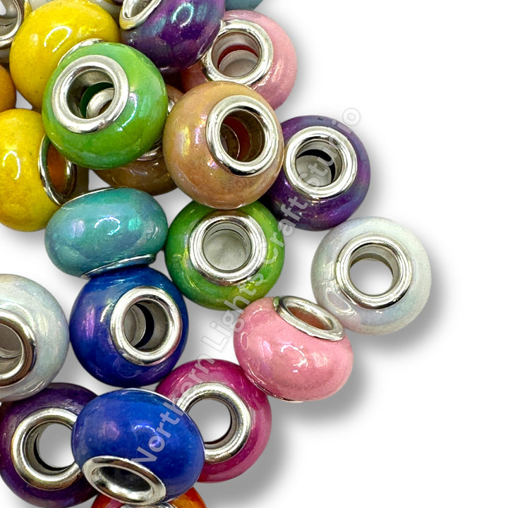 UV Shiny Spacer Wheel Beads / Large Hole Acrylic Spacer Bead Mix - 25pc.