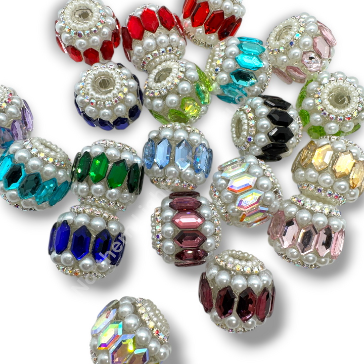Pearl and Crystal Mirror Fancy Indian Beads - 10pc. Mix