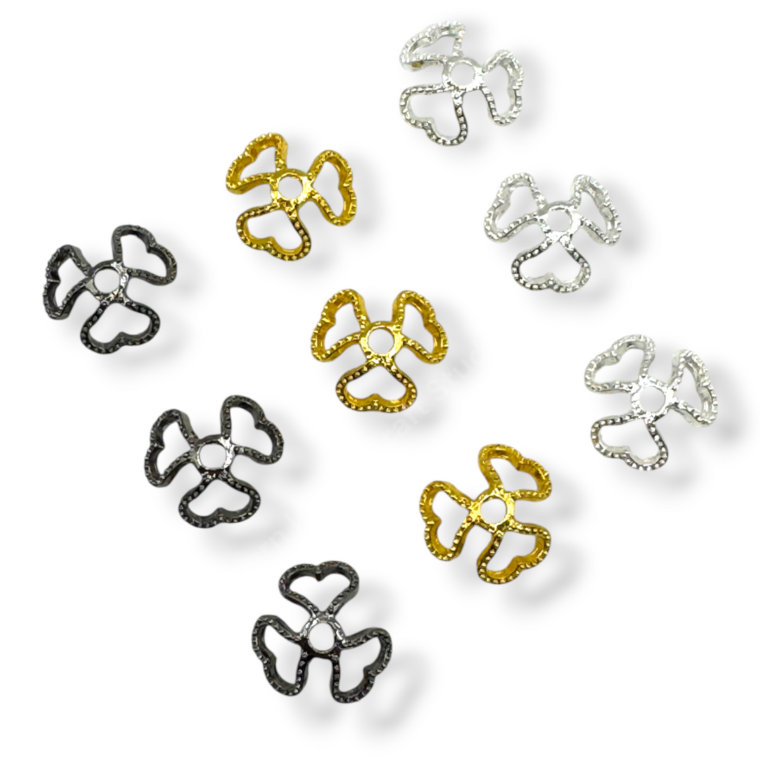 Heart Trio Metal Alloy 16mm Bead Cap  - 20pc.