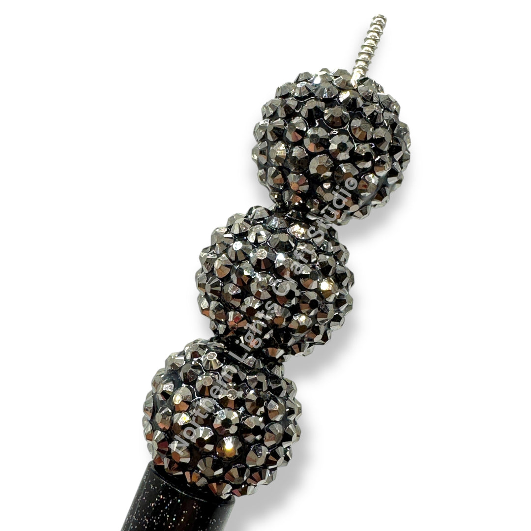 Gunmetal 20mm Acrylic Rhinestone Bubblegum Beads - 10pc.