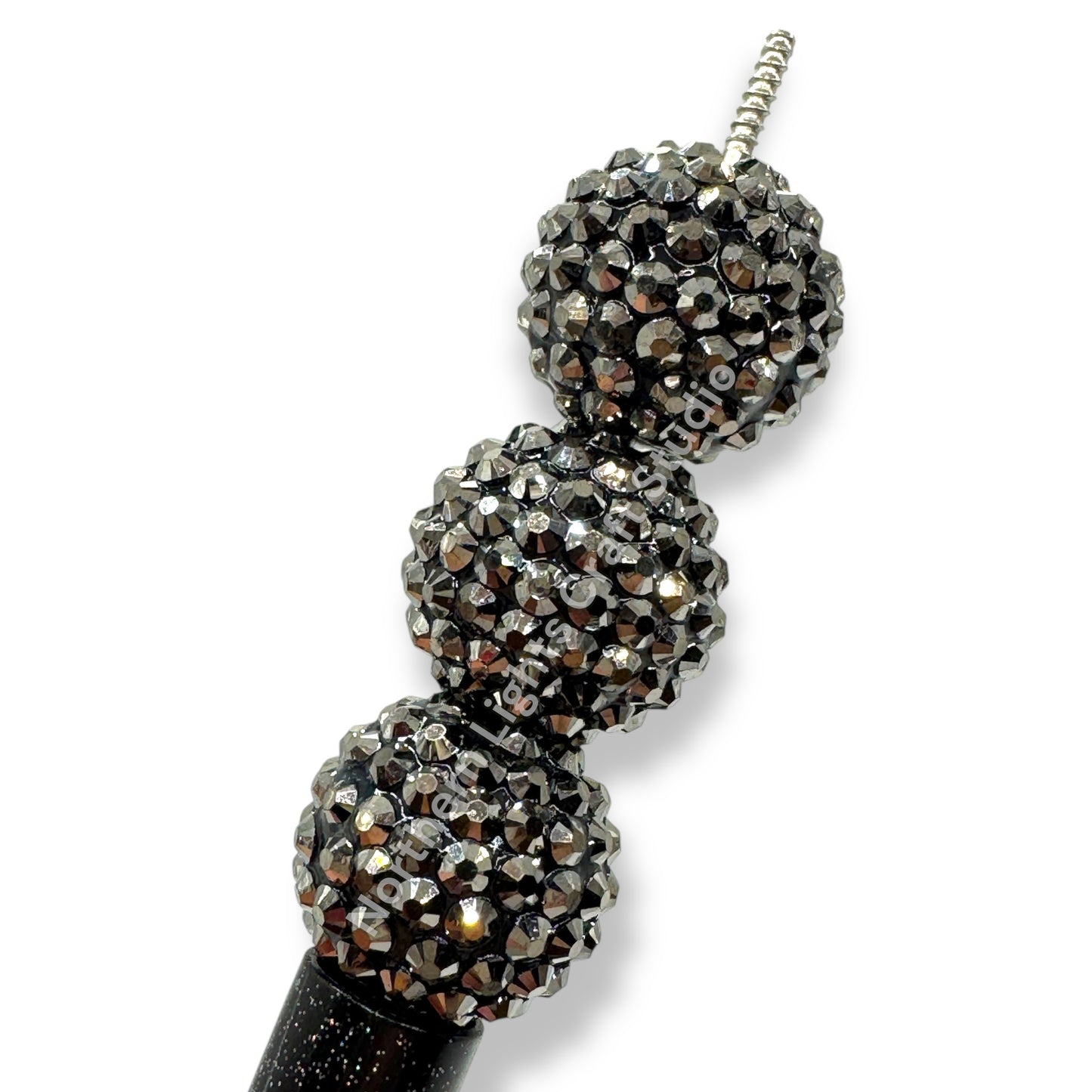 Gunmetal Acrylic Rhinestone Bubblegum Beads - 10pc.