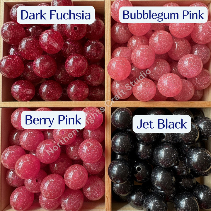 Glitter Dust 16mm High Quality Resin Beads - 20 Pcs.
