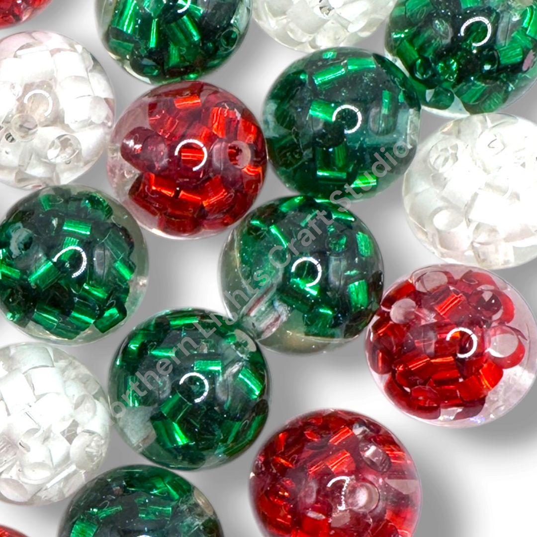 Christmas Shiny Bow 16mm Luxury Resin Bead Mix - 20 pc.
