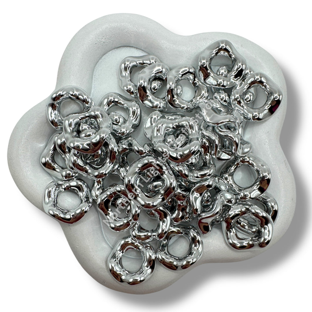 Metallic Finish Acrylic Wavy Spacer 16mm - Choose Color - 50 pcs