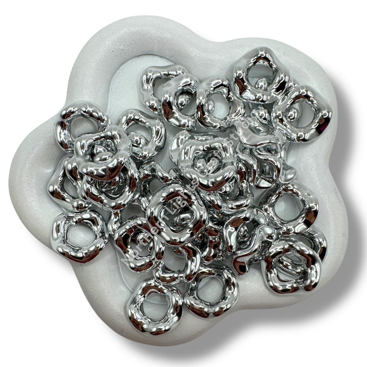 Metallic Finish Acrylic Wavy Spacer 16mm - Choose Color - 50 pcs